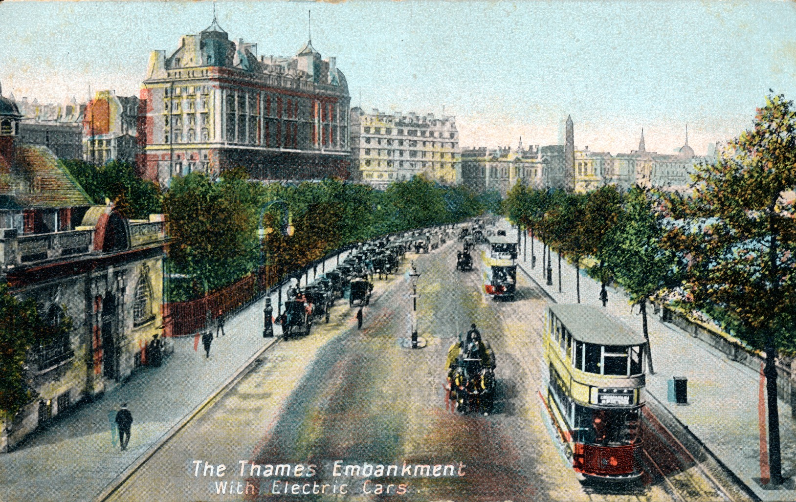 London,hotels and inns Cecil,trams,street-townscape